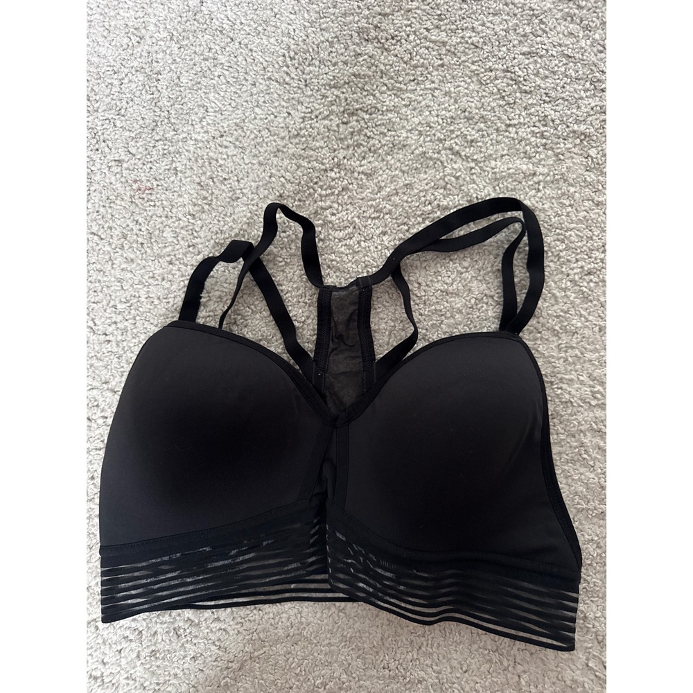 Victoria Sport Black Racerback Mesh Molded Cup Sports Bra Large L/G